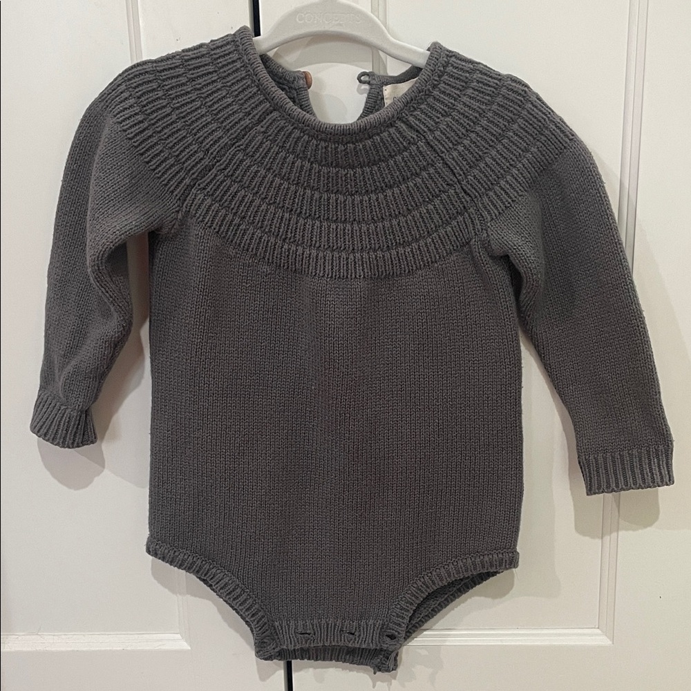 Quincy Mae Gray Knit Baby One-Piece Bodysuit
